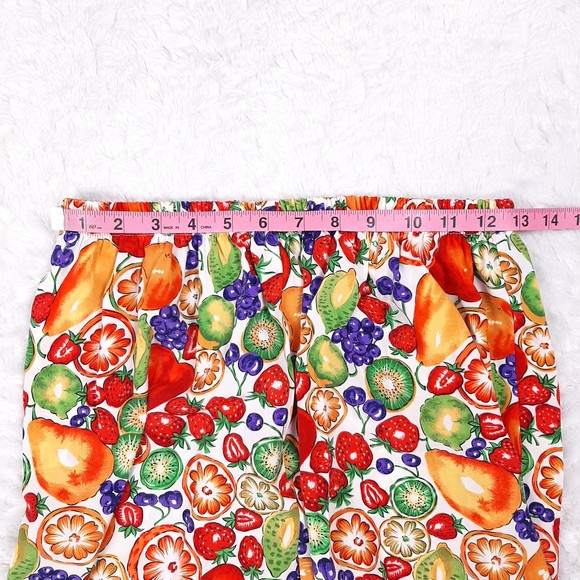 S.G. Sport vintage novelty fruit print high waisted elastic lightweight shorts - Picture 3 of 8